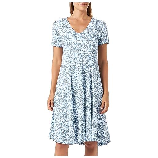 KAFFE women's midi dress floral short sleeves vestito casual, blue/chalk flower print, xs donna