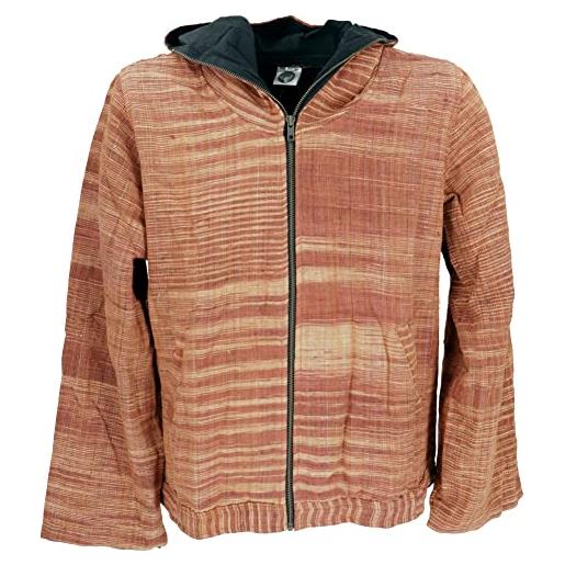 GURU SHOP guru-shop, giacca goa ethno hoodie, marrone, cotone, dimensione indumenti: xl, giacche, cardigan e poncho