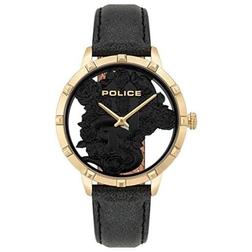 Police orologio analogico cronografo unisex adulti con cinturino in pelle pl16041msg. 02