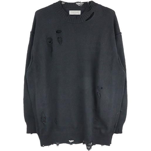 Yohji Yamamoto maglione con effetto vissuto - nero