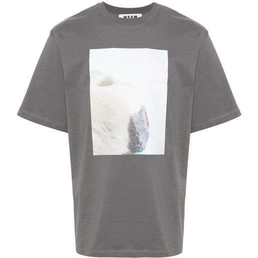 MSGM t-shirt con stampa fotografica x duccio maria gambi - grigio