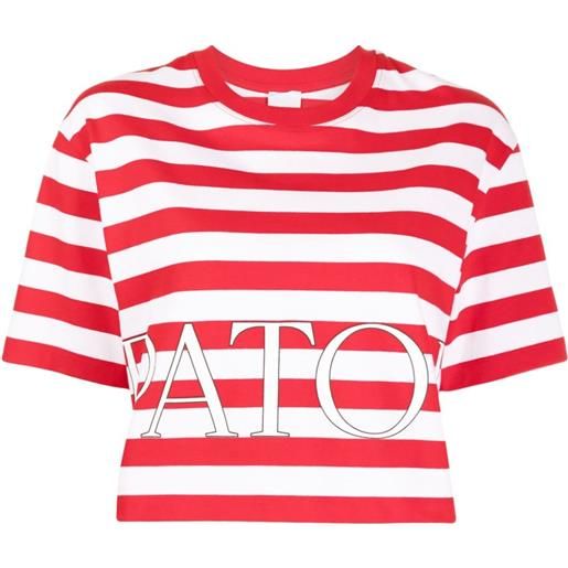 Patou t-shirt a righe crop - rosso