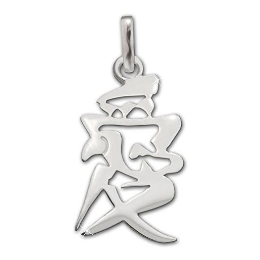 Clever schmuck, ciondolo in argento 925 a forma di simbolo cinese che significa amore, effetto lucido, lunghezza 18 mm