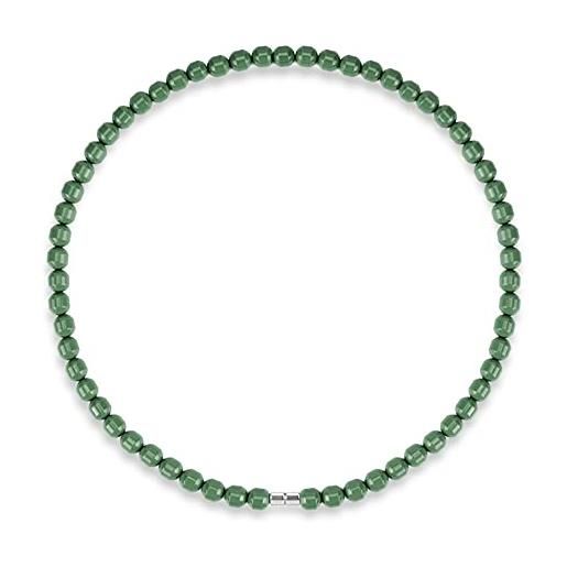 POWER IONICS collana con perline di tormalina verde da 8 mm, collana infinity, misura 50 cm, con fibbia magnetica, confezione regalo gioielli