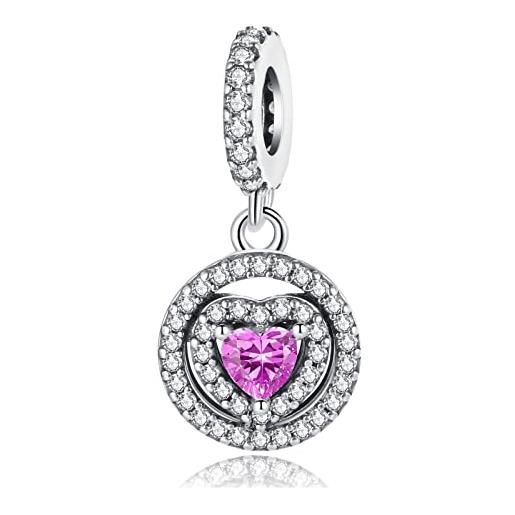 HAEPIAR s925 stering silver charm argento per bracciale collana argento sterling dangles rosa amore diamante per le donne ragazze