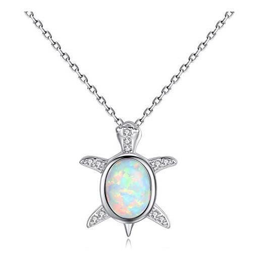 VIKI LYNN gemshadow - collana da donna e ragazza, in argento sterling 925 con opale creato a forma di tartaruga marina
