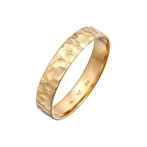 Kuzzoi anello da uomo (4 mm) realizzato a mano, in argento sterling 925 placcato oro, anello di fidanzamento, anello dell'amicizia, anello oro martellato
