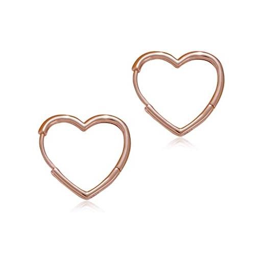 H'Helen orecchini a cerchio cuore in argento sterling s925 per donna ragazza uomo 19 mm piccoli leggeri ipoallergenic (colore oro rosa)