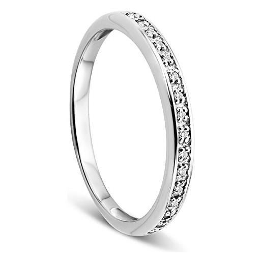 OROVI anello veretta da donna orovi in vero oro bianco 9kt 375 con diamanti naturali. Anello eternity di brillanti, fede ipoallergenica. 