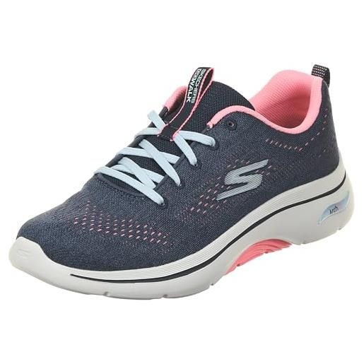 Skechers go walk arch fit 2.0 vivid sunset, scarpe da ginnastica donna, nero, 38 eu