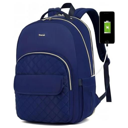 Breold zaino pc donna elegante zaino scuola ragazza, zaino scuola superiore per studi universita scuola secondaria, zaino città con porta di ricarica usb