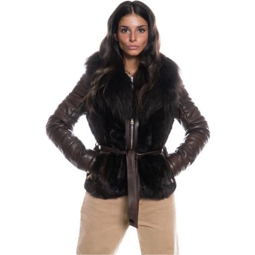 Leather Trend emanuela - giacca donna testa di moro in vera pelle e vera pelliccia
