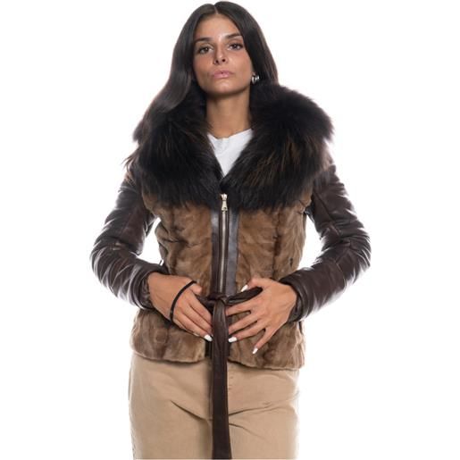 Leather Trend eliana - giacca donna testa di moro in vera pelle e vera pelliccia