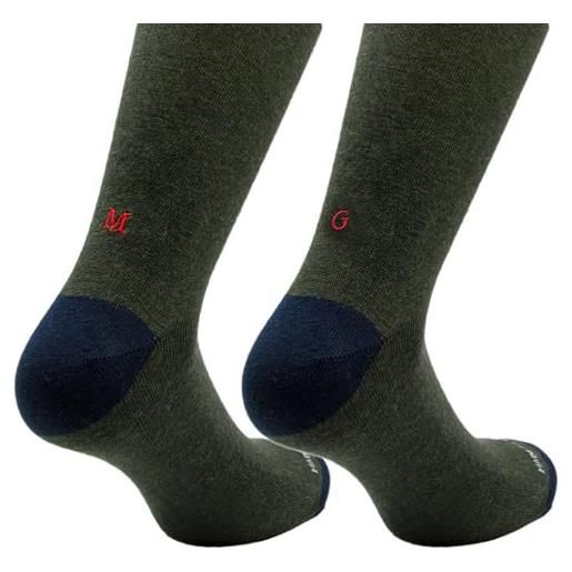 INDIVIDUAL SOCKS calze uomo verde scuro, lettera rossa- cotone stretch - taglia 40/45 - paio di calze