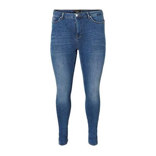 Vero Moda vmlora hw ss mb wash jeans-k curve noos, medium blue denim, 54 donna