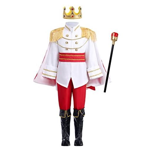 FYMNSI costume da principessa delle fiabe per bambini e ragazzi da 3 a 12 anni, set mantello rosso, 7-8 anni