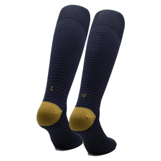 INDIVIDUAL SOCKS calze a righe uomo blu navy - blu mel. - cotone stretch - taglia 40/45 - paio di calze