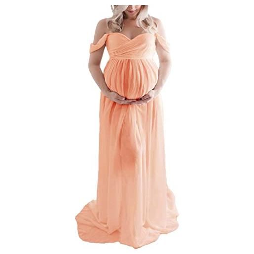 Greensen vestito da donna incinta da donna con spalle scoperte vestito da donna incinta elegante con orlo largo alla moda (l)