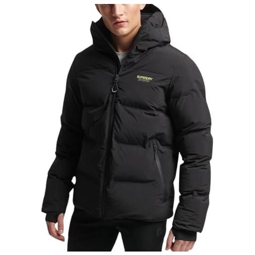 Superdry hooded boxy puffer jacket giacca, nero, l uomo