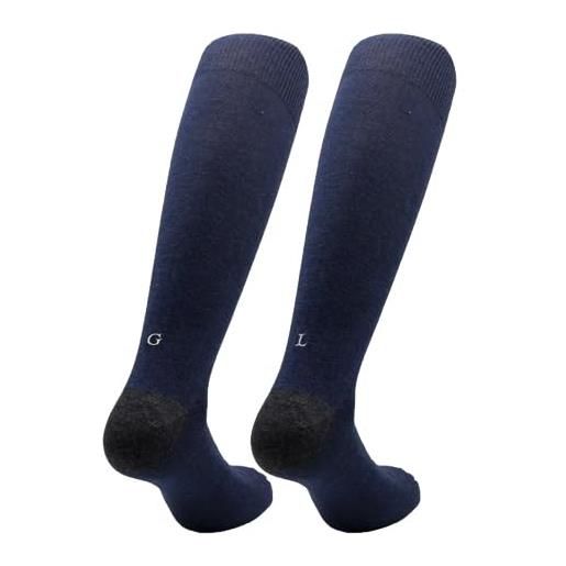 INDIVIDUAL SOCKS calze blu melange uomo, lettera ricamata colore azzurro- cotone stretch - taglia 40/45 - paio di calze