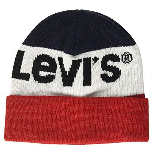Levi's sportswear logo beanie cuffia, blu (navy blue 17), taglia unica uomo