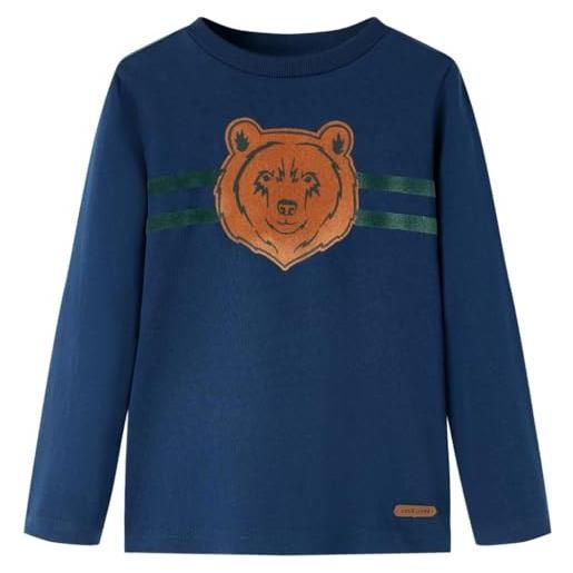 Gecheer maglietta per bambini maniche lunghe con stampa orso blu marino 104