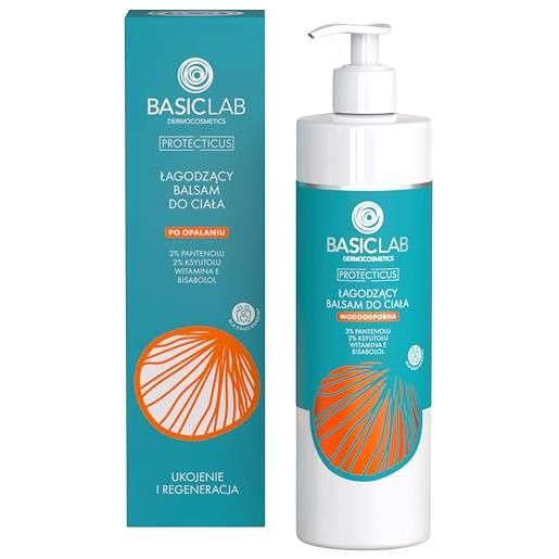 BasicLab Dermocosmetics basic. Lab soothing after-sun body lotion | 300 ml | per bambini e adulti, per donne e uomini, allevia irritazioni e scottature, idrata la pelle