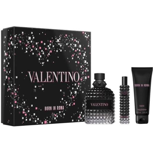 Valentino Valentino uomo born in roma confezione 100 ml eau de toilette + 15 ml eau de toilette + 75 ml shower gel