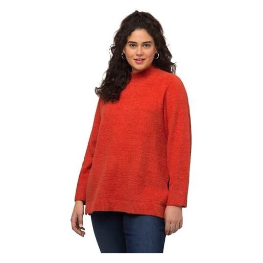 Ulla popken maglione con effetto morbido, rosso/arancione, 56-58 donna