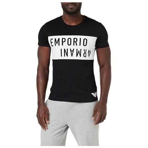 Emporio Armani bold logo crew neck t-shirt, t-shirt uomo, multicolore (white-navy blue), l