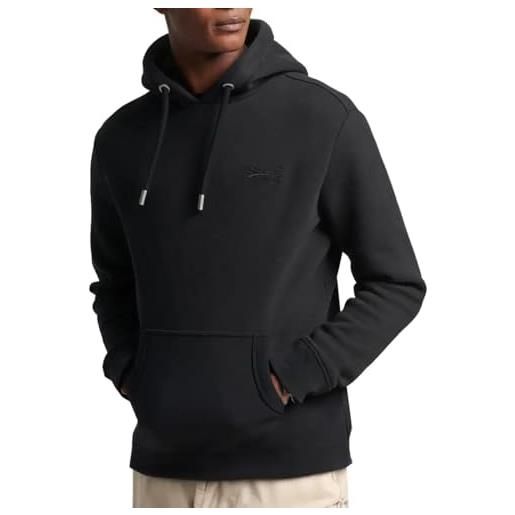 Superdry essential logo hoodie maglia di tuta, nero, m uomo