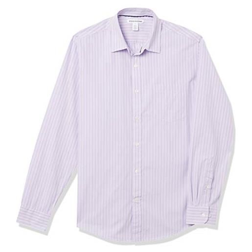 Amazon Essentials camicia casual in popeline a maniche lunghe vestibilità regular uomo, rosa, xxl