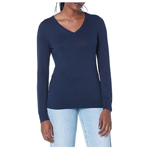 Amazon Essentials maglione con scollo a v a maniche lunghe leggera con vestibilità classica (taglie forti disponibili) donna, grigio puntinato stampa leopardata, s