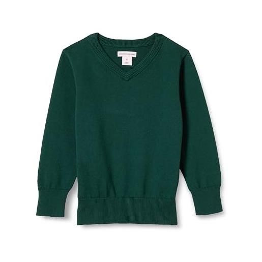 Amazon Essentials maglione con scollo a v in cotone in stile uniforme bambini e ragazzi, nero puntinato, 5 anni