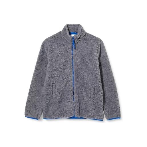 Amazon Essentials giacca con cerniera integrale in pile foderata in sherpa bambini e ragazzi, rosso buffalo check ampio, 4 anni