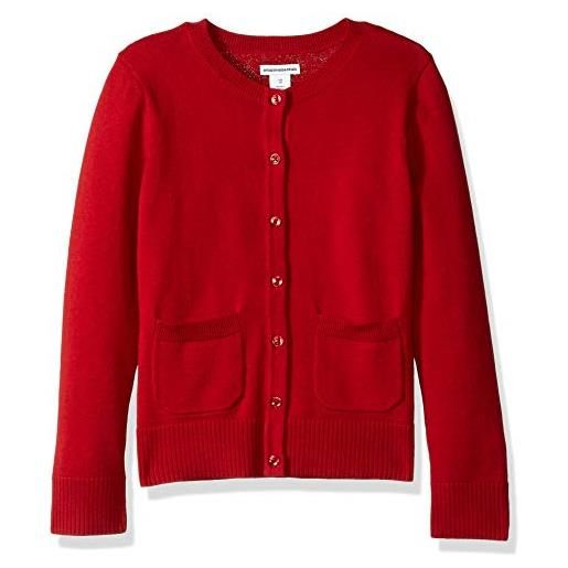 Amazon Essentials cardigan uniforme aderente bambine e ragazze, rosso, 6-7 anni