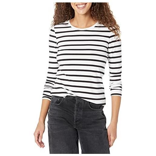 Amazon Essentials t-shirt girocollo a maniche lunghe con vestibilità classica (taglie forti disponibili) donna, grigio chiaro puntinato, xl
