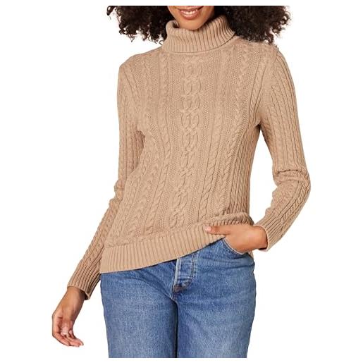 Amazon Essentials maglione a collo alto intrecciato con screziatura (taglie forti disponibili) donna, cammello puntinato, m
