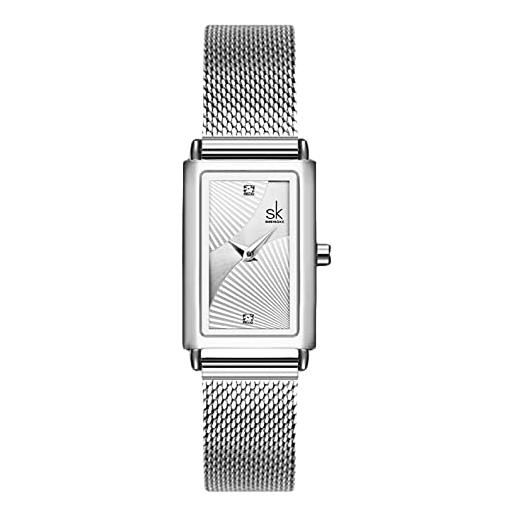RORIOS orologi da donna orologio rettangolare orologio analogico quarzo con cinturino in acciaio inox classic orologi da polso per donne