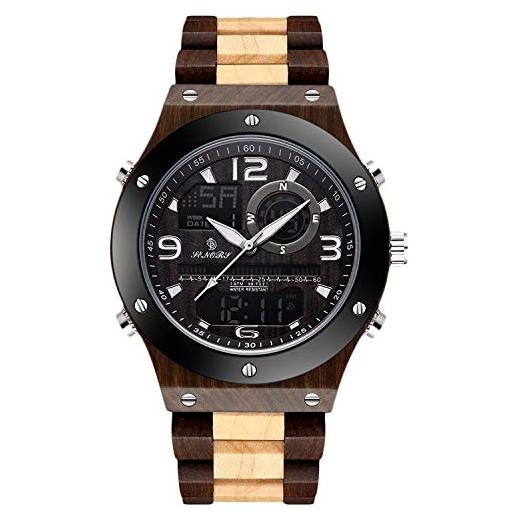 RORIOS orologio legno uomo analogico al quarzo orologi da polso con cinturino in legno con cronografo elegante in legno orologio da uomo