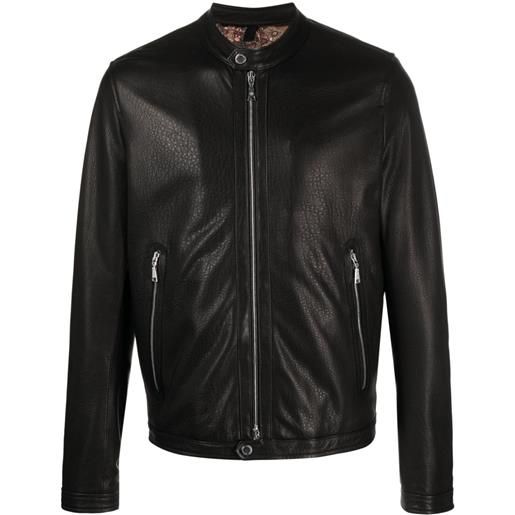 Tagliatore grained-texture zip-up leather jacket - nero