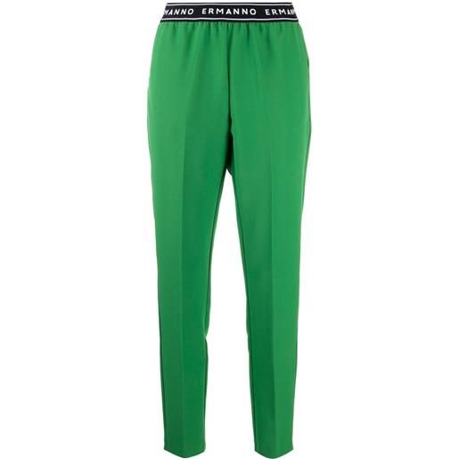 Ermanno Ermanno pantaloni slim con banda logo - verde