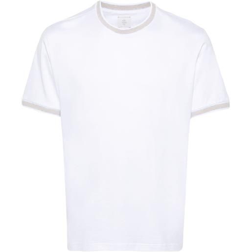 Eleventy t-shirt con bordo a righe - bianco