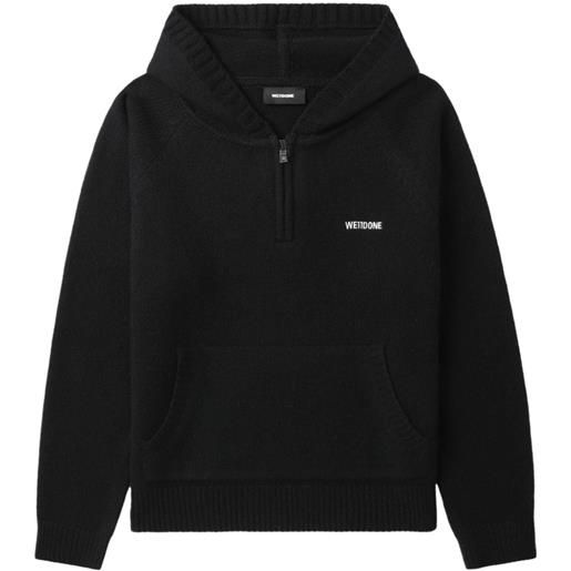 We11done logo-embroidered zipped hoodie - nero