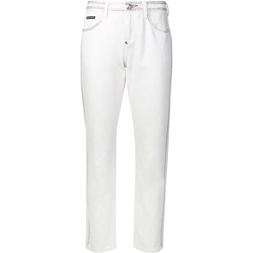 Philipp Plein jeans slim con cristalli - bianco