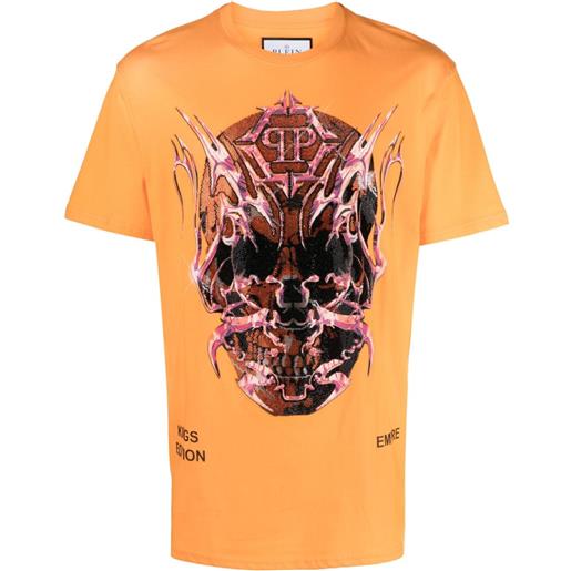 Philipp Plein t-shirt ss chrome con stampa - arancione