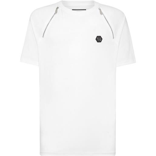 Philipp Plein t-shirt con zip - bianco