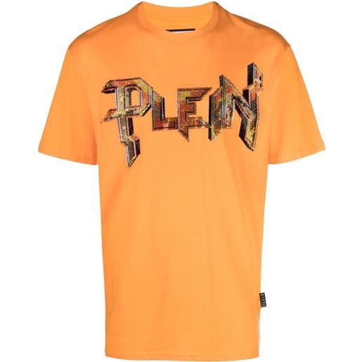 Philipp Plein t-shirt ss chrome con strass - arancione