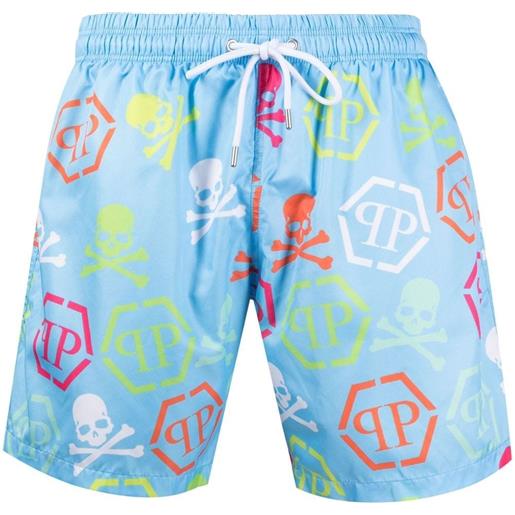 Philipp Plein costume da bagno con stampa - blu