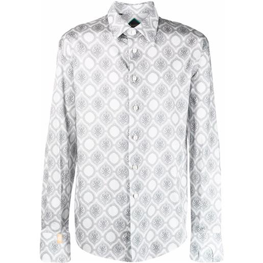 Billionaire camicia barocco con stampa flavio - grigio